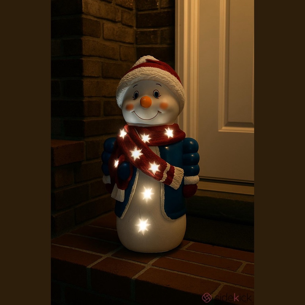 Plow & Hearth 18" Indoor Outdoor Holiday illuminated Snowman NIB